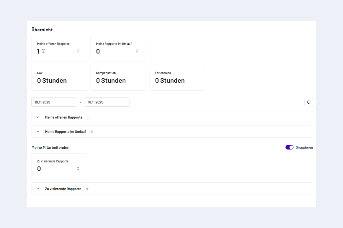 Übersichtsbereich Projektleitende